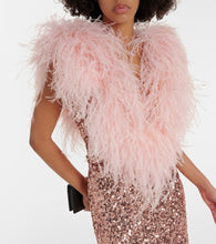 Dolce&Gabbana Sequined V-neck feather-trimmed gown
