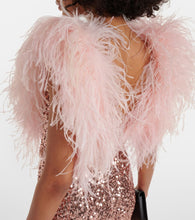 Dolce&Gabbana Sequined V-neck feather-trimmed gown