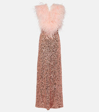 Dolce&Gabbana Sequined V-neck feather-trimmed gown
