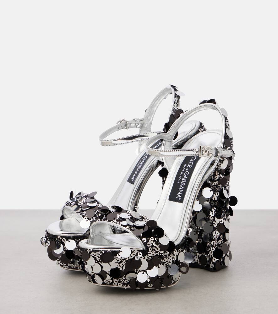 Dolce&Gabbana Sequined faux leather platform sandals