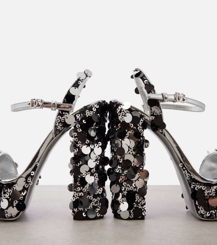 Dolce&Gabbana Sequined faux leather platform sandals
