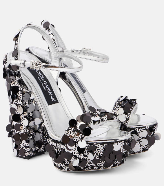 Dolce&Gabbana Sequined faux leather platform sandals