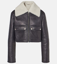 Dolce&Gabbana Shearling-trimmed cropped leather jacket