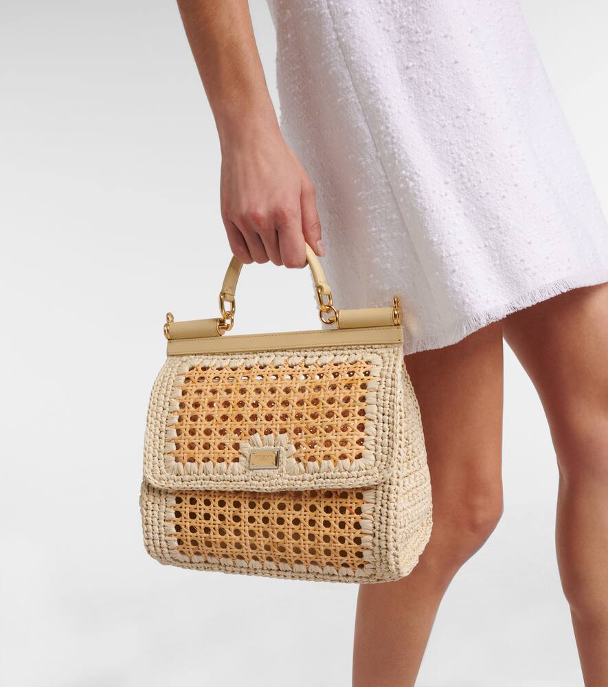 Dolce&Gabbana Sicily Medium leather-trimmed crochet tote bag