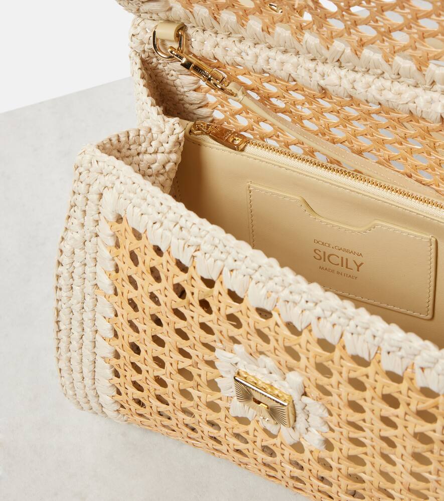 Dolce&Gabbana Sicily Medium leather-trimmed crochet tote bag