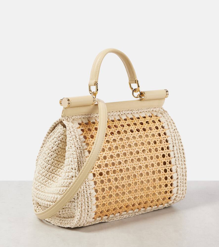 Dolce&Gabbana Sicily Medium leather-trimmed crochet tote bag