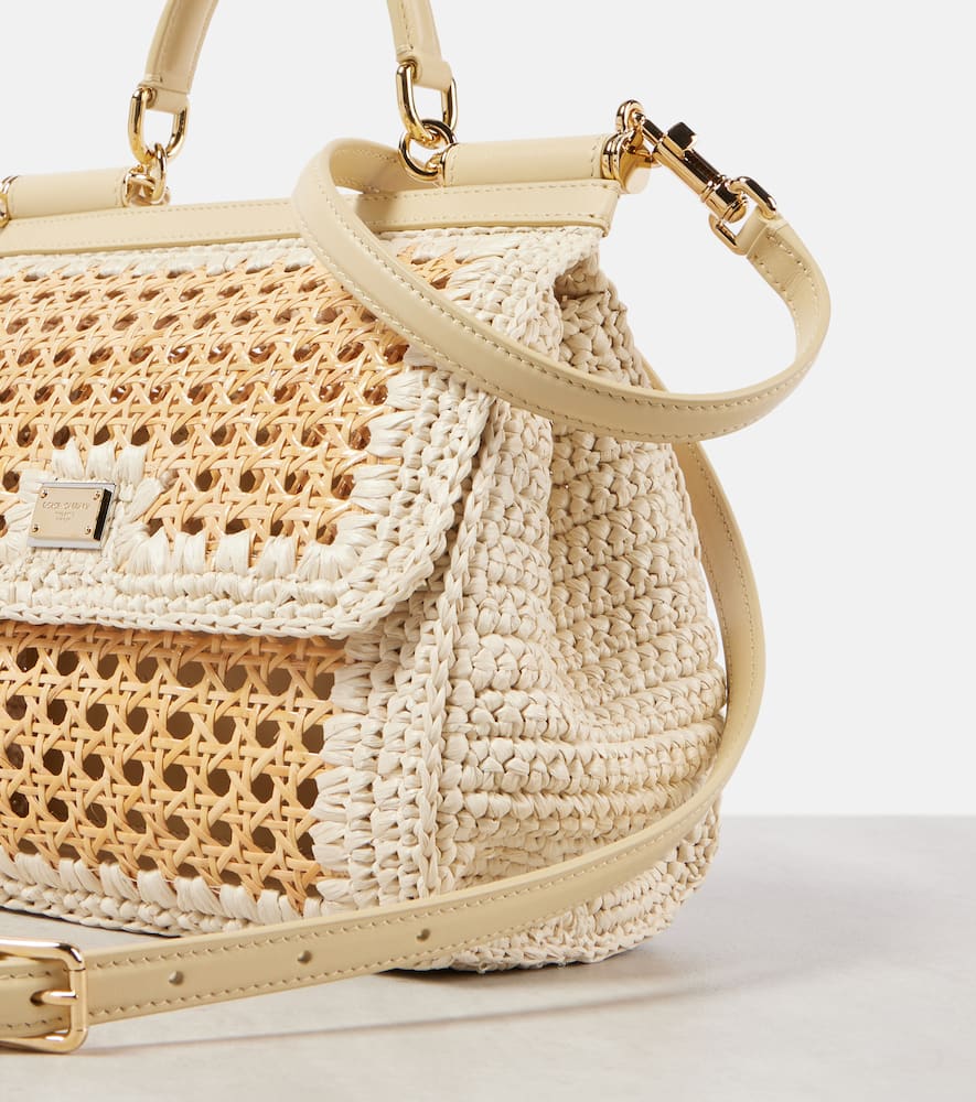 Dolce&Gabbana Sicily Medium leather-trimmed crochet tote bag