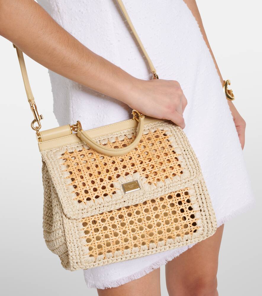 Dolce&Gabbana Sicily Medium leather-trimmed crochet tote bag