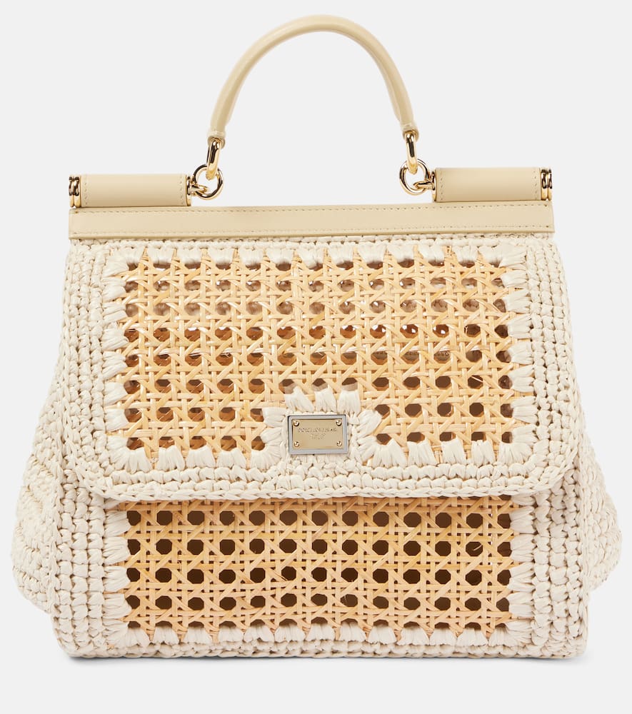 Dolce&Gabbana Sicily Medium leather-trimmed crochet tote bag