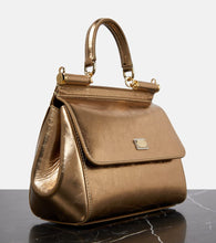 Dolce&Gabbana Sicily Small metallic leather tote bag