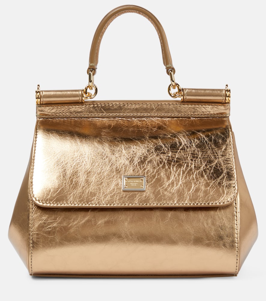 Dolce&Gabbana Sicily Small metallic leather tote bag. Shop Dolce&Gabbana Shoulder Bags for women now.