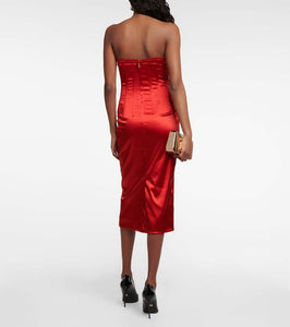 Dolce&Gabbana Strapless satin corset midi dress