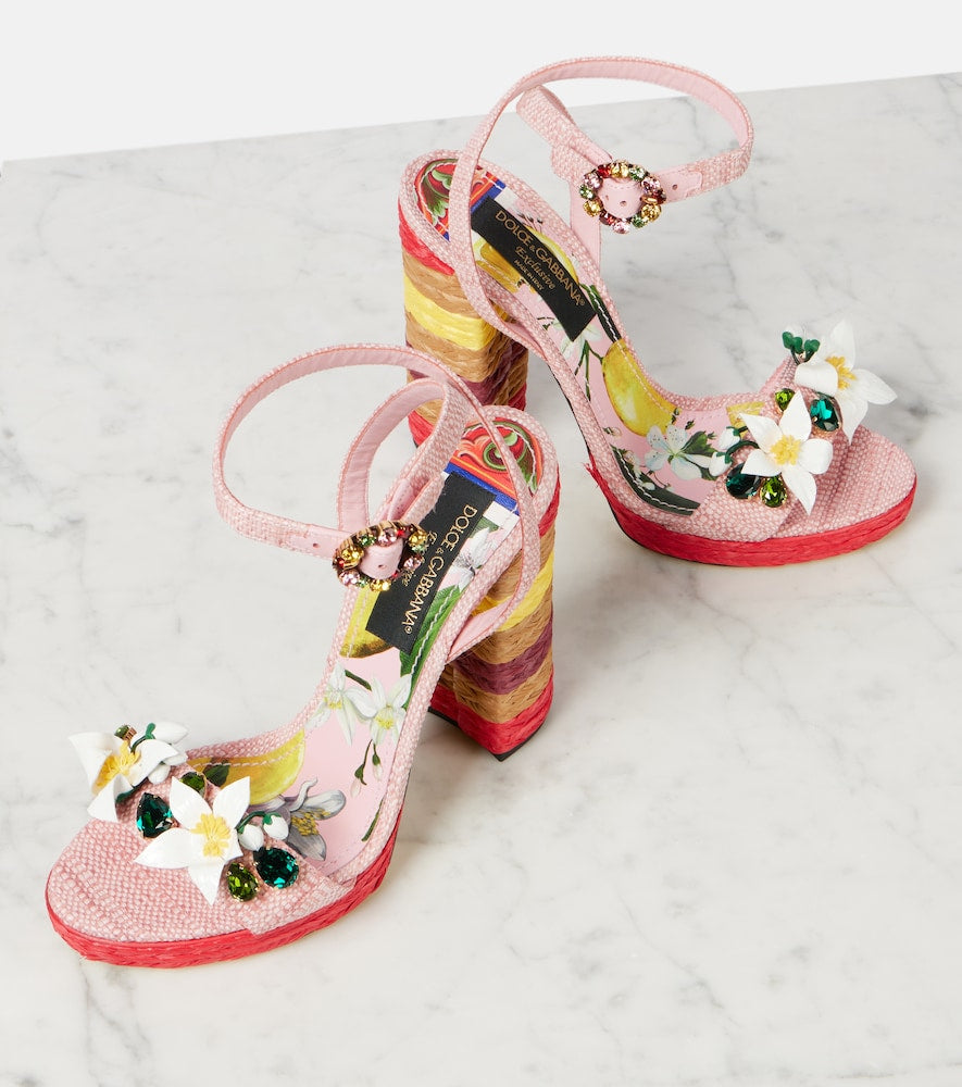 Dolce&Gabbana Taormina 135 embellished raffia sandals