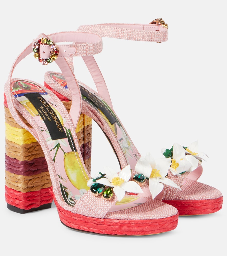 Dolce&Gabbana Taormina 135 embellished raffia sandals