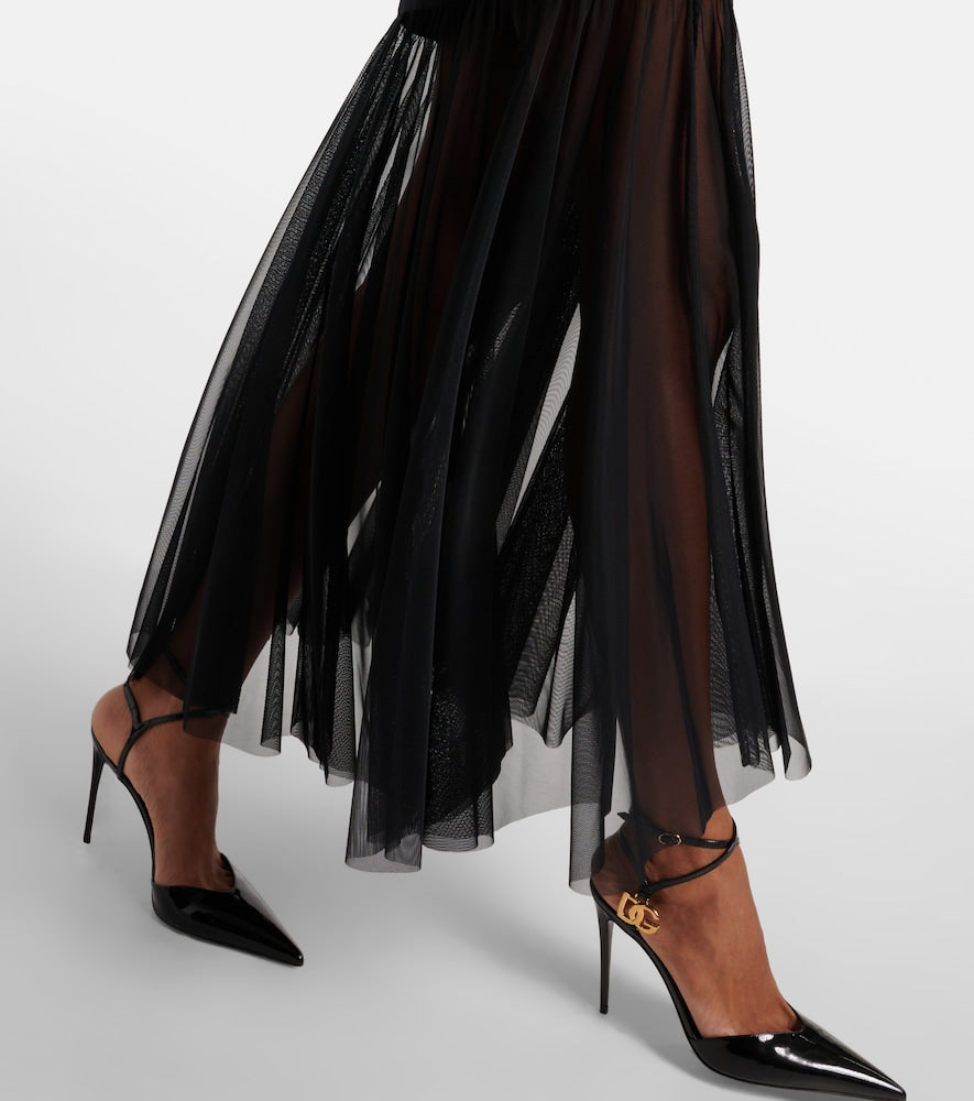 Dolce&Gabbana Tulle-trimmed maxi skirt