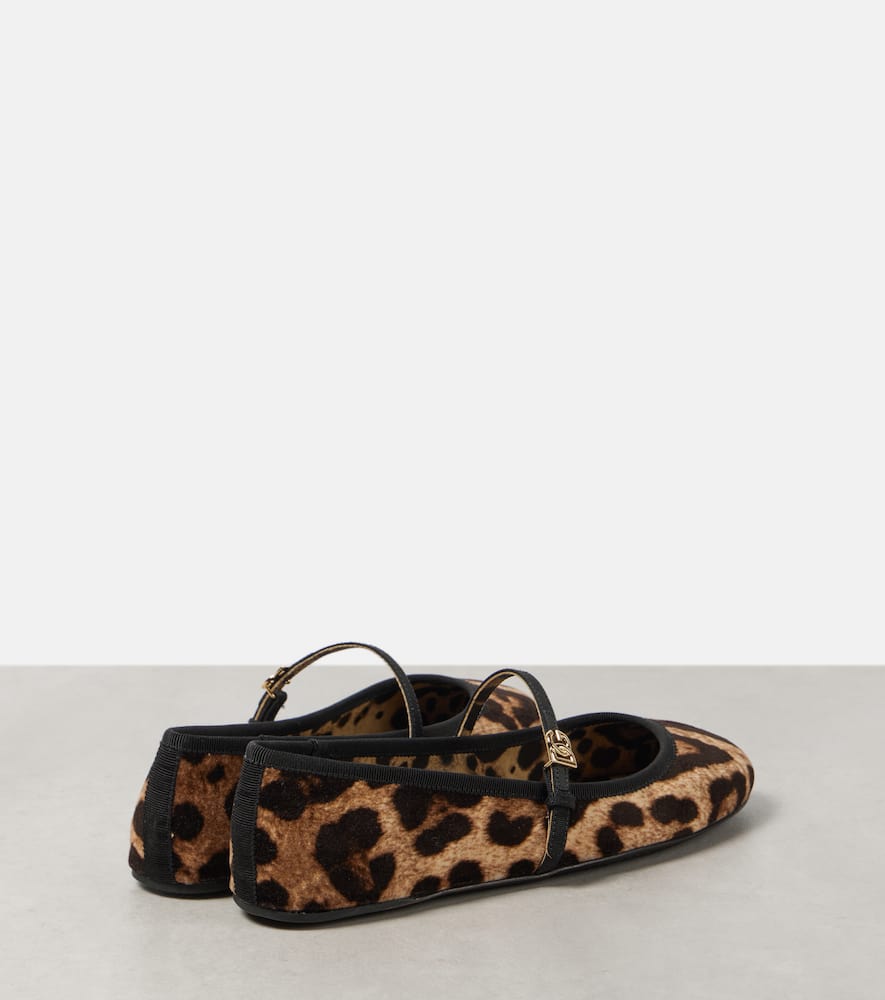 Dolce&Gabbana Vally leopard-print velvet Mary Jane flats