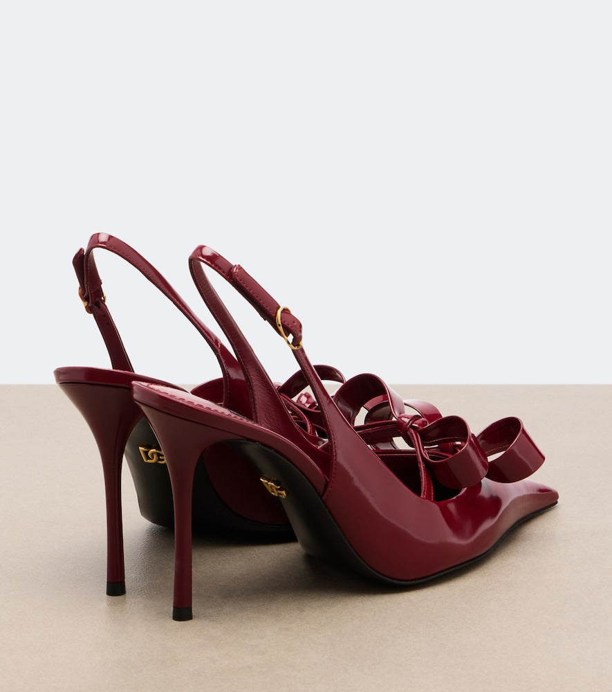 Dolce&Gabbana Bow-detail patent leather slingback pumps - Burgundy High-Heel Pumps