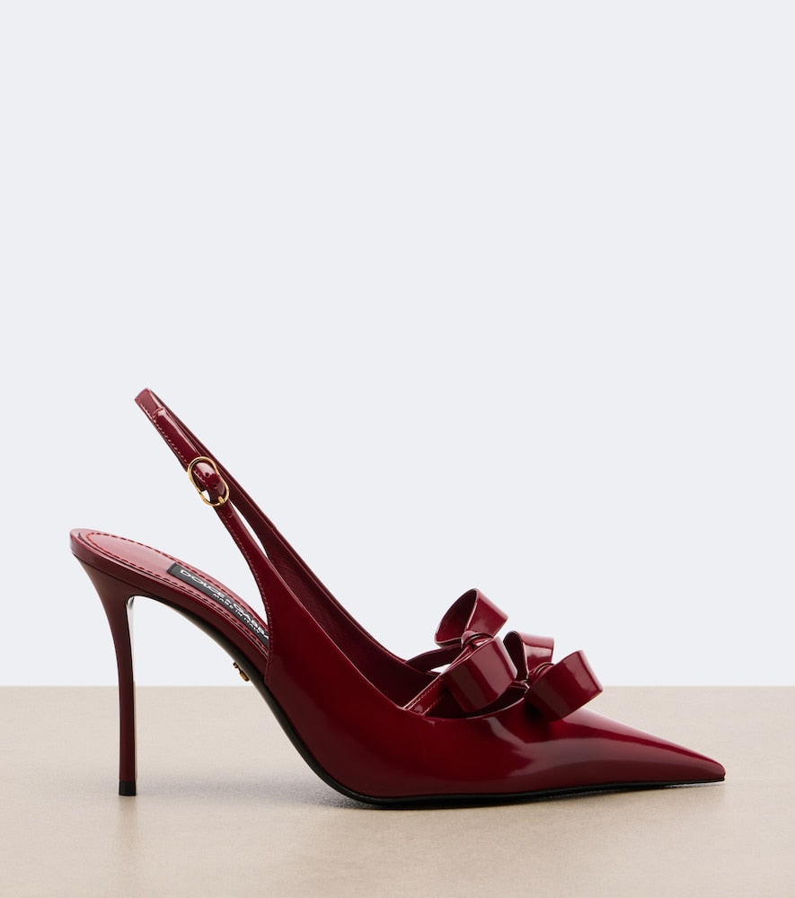 Dolce&Gabbana Bow-detail patent leather slingback pumps - Burgundy High-Heel Pumps