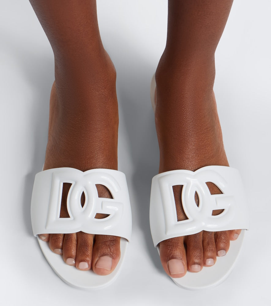 Dolce&Gabbana DG cutout rubber slides - White Slides