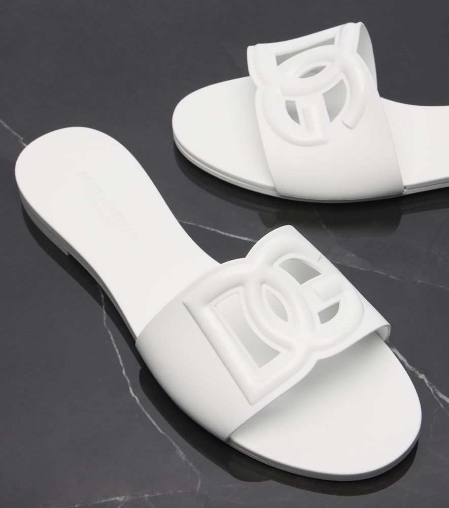 Dolce&Gabbana DG cutout rubber slides - White Slides