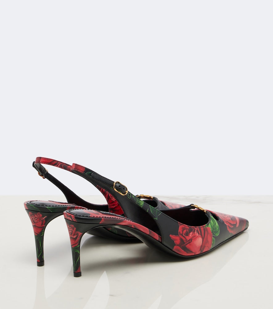 Dolce&Gabbana DG floral leather slingback pumps - Multicoloured Mid Heel Pumps
