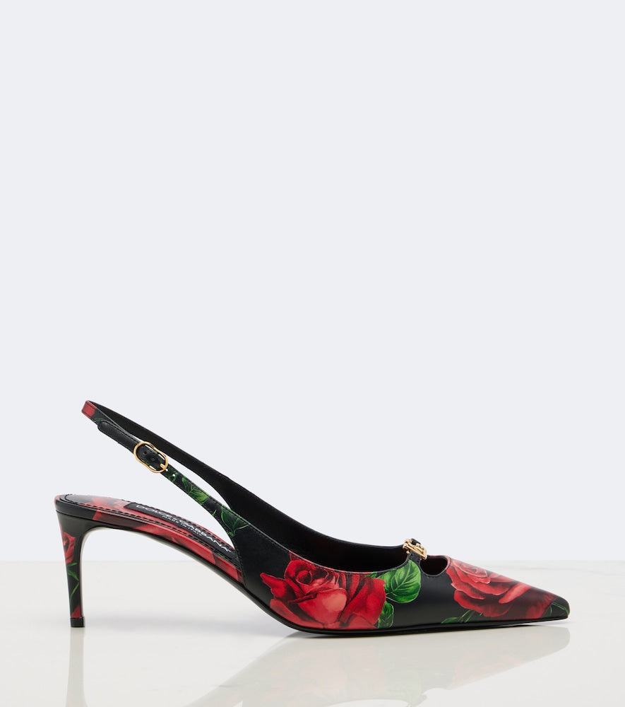 Dolce&Gabbana DG floral leather slingback pumps - Multicoloured Mid Heel Pumps