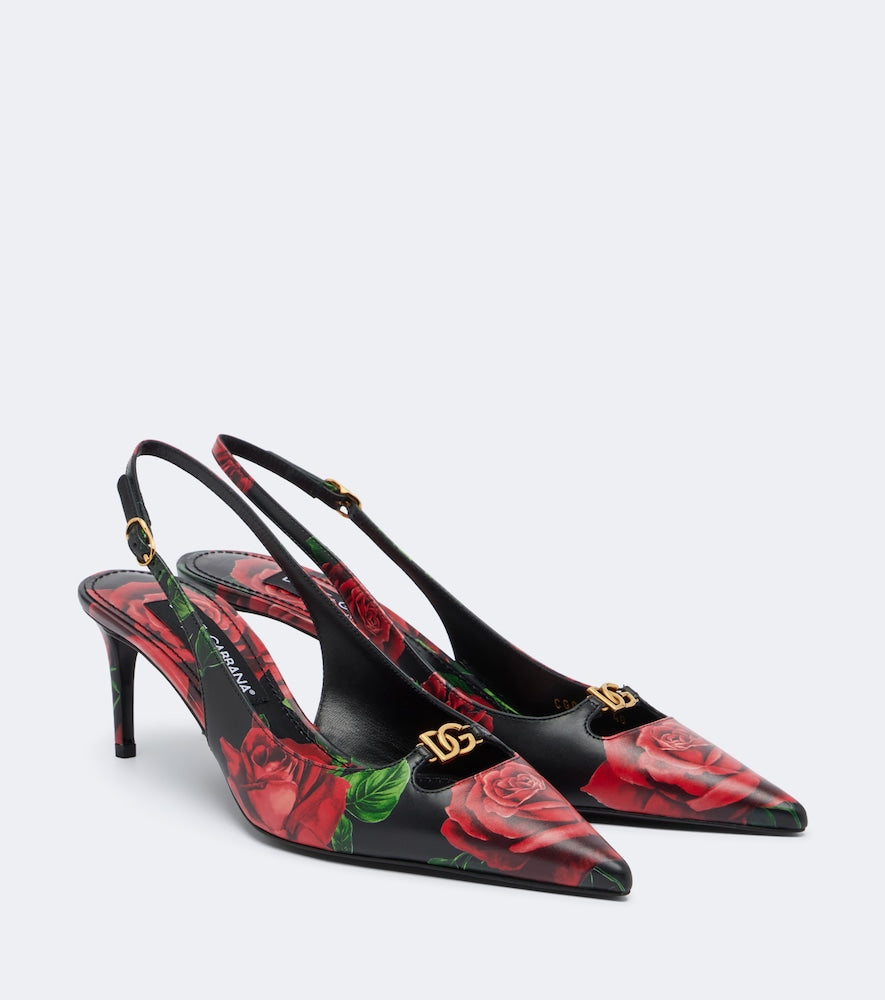Dolce&Gabbana DG floral leather slingback pumps - Multicoloured Mid Heel Pumps