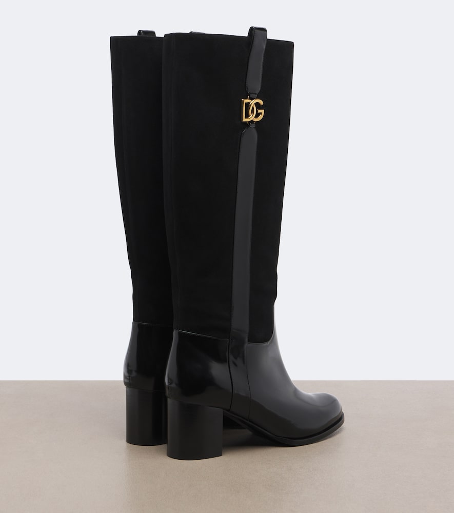 Dolce&Gabbana DG leather and suede knee-high boots (Black) - Mid Heels