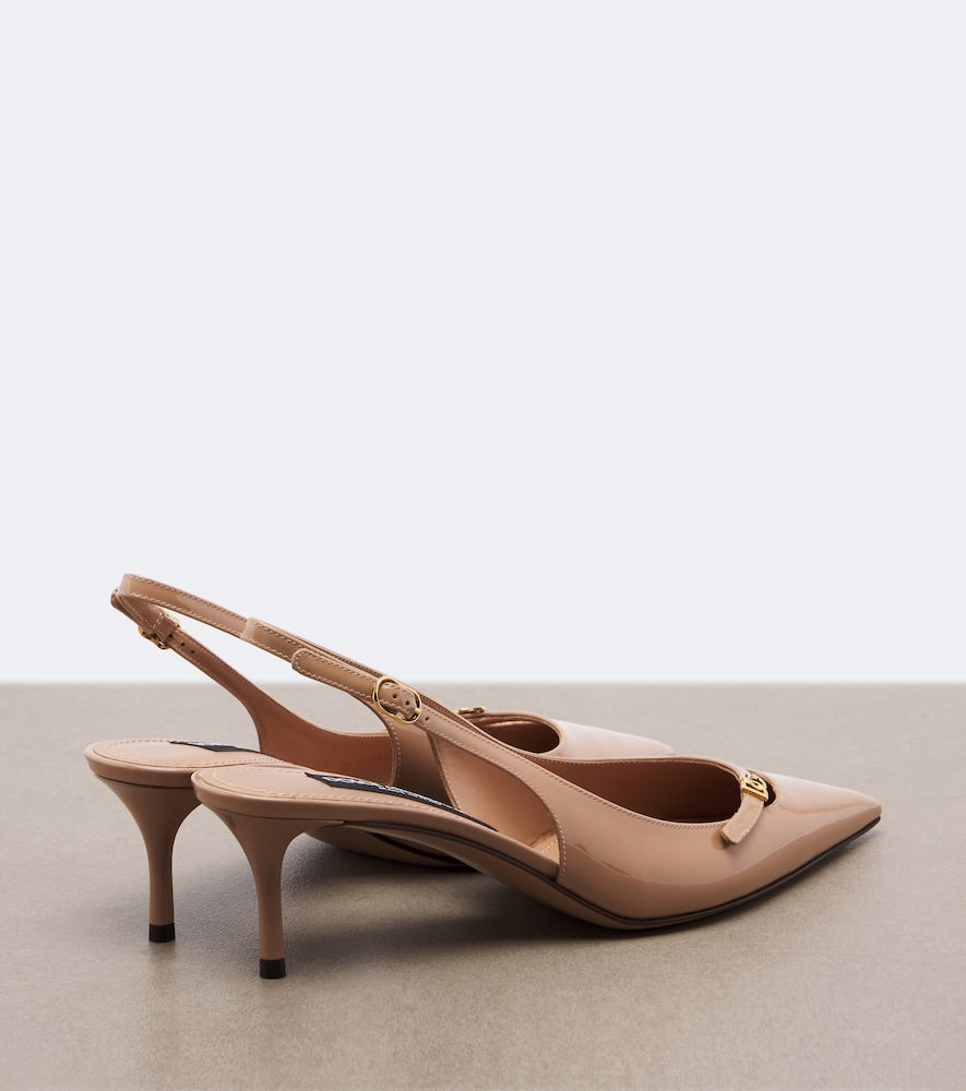 Dolce&Gabbana DG patent leather slingback pumps (Beige) - Mid Heel Pumps