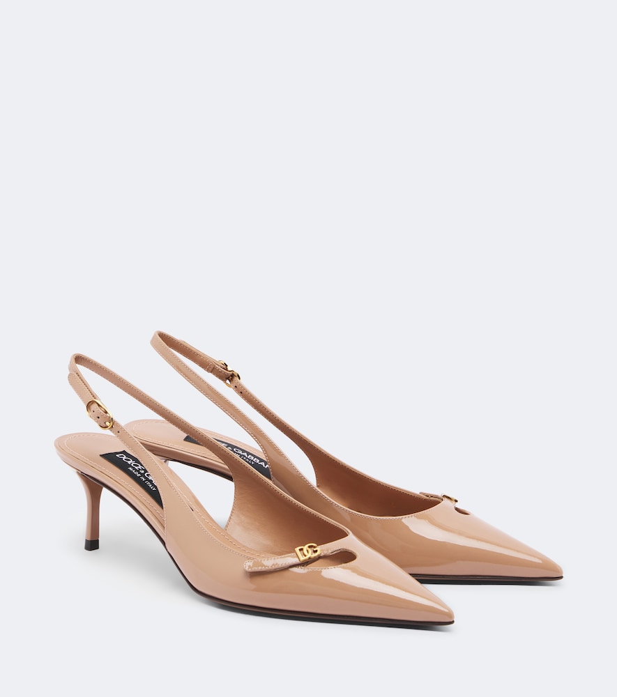 Dolce&Gabbana DG patent leather slingback pumps (Beige) - Mid Heel Pumps