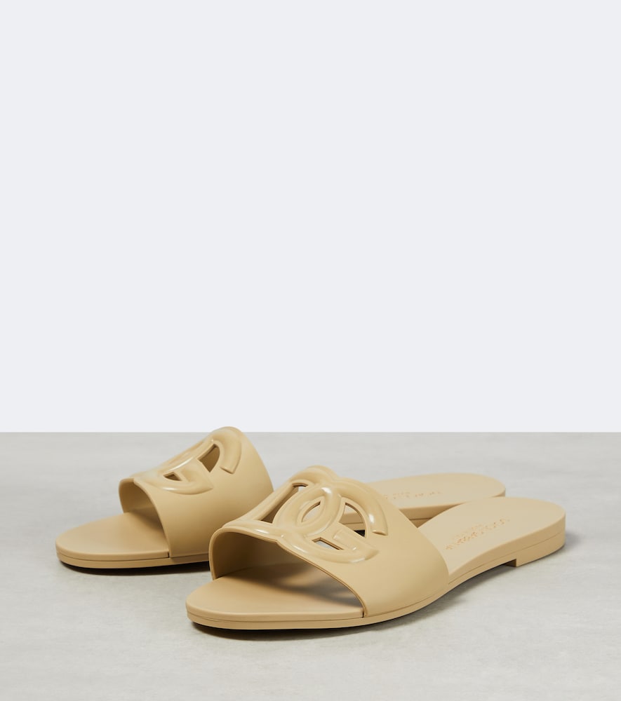 Dolce&Gabbana DG rubber slides in Beige - Flat Sandals