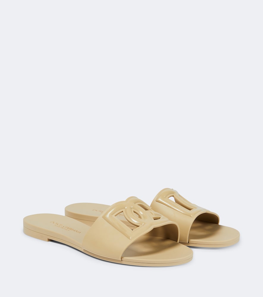 Dolce&Gabbana DG rubber slides in Beige - Flat Sandals