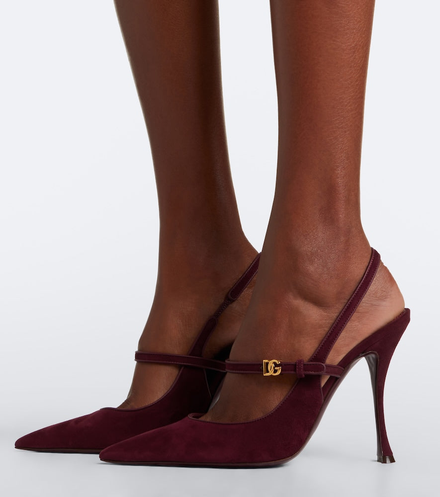 Dolce&Gabbana DG suede slingback pumps - Burgundy High-Heel Pumps