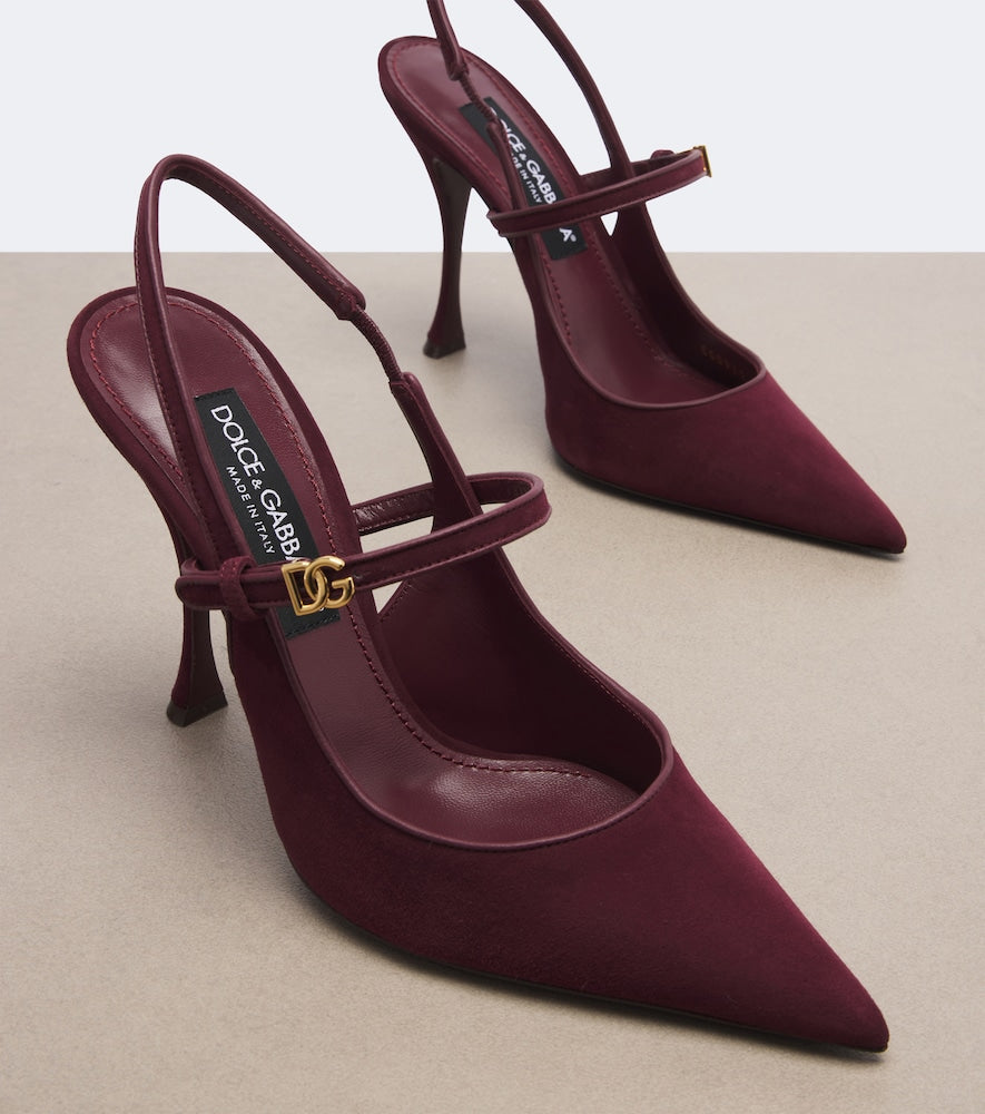 Dolce&Gabbana DG suede slingback pumps - Burgundy High-Heel Pumps