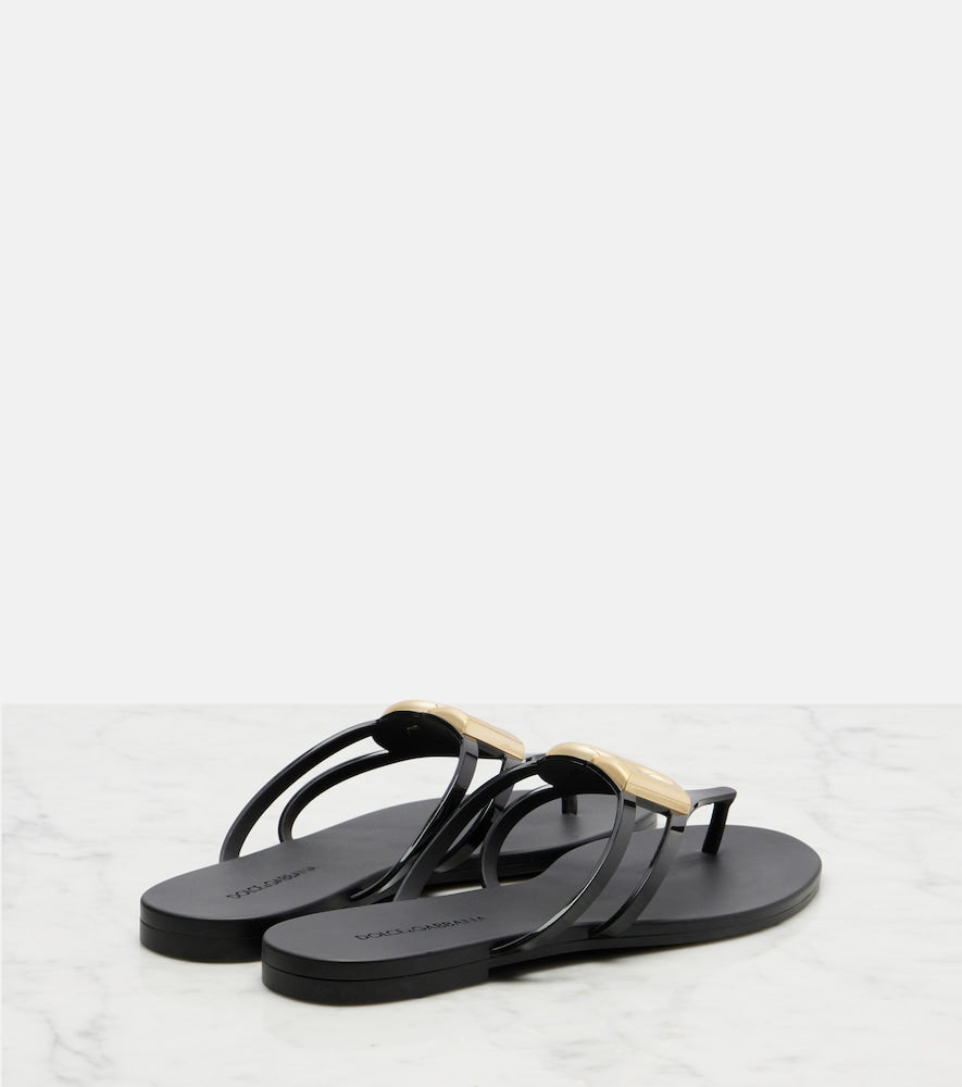 Dolce&Gabbana DG thong sandals in Black - Flat Sandals