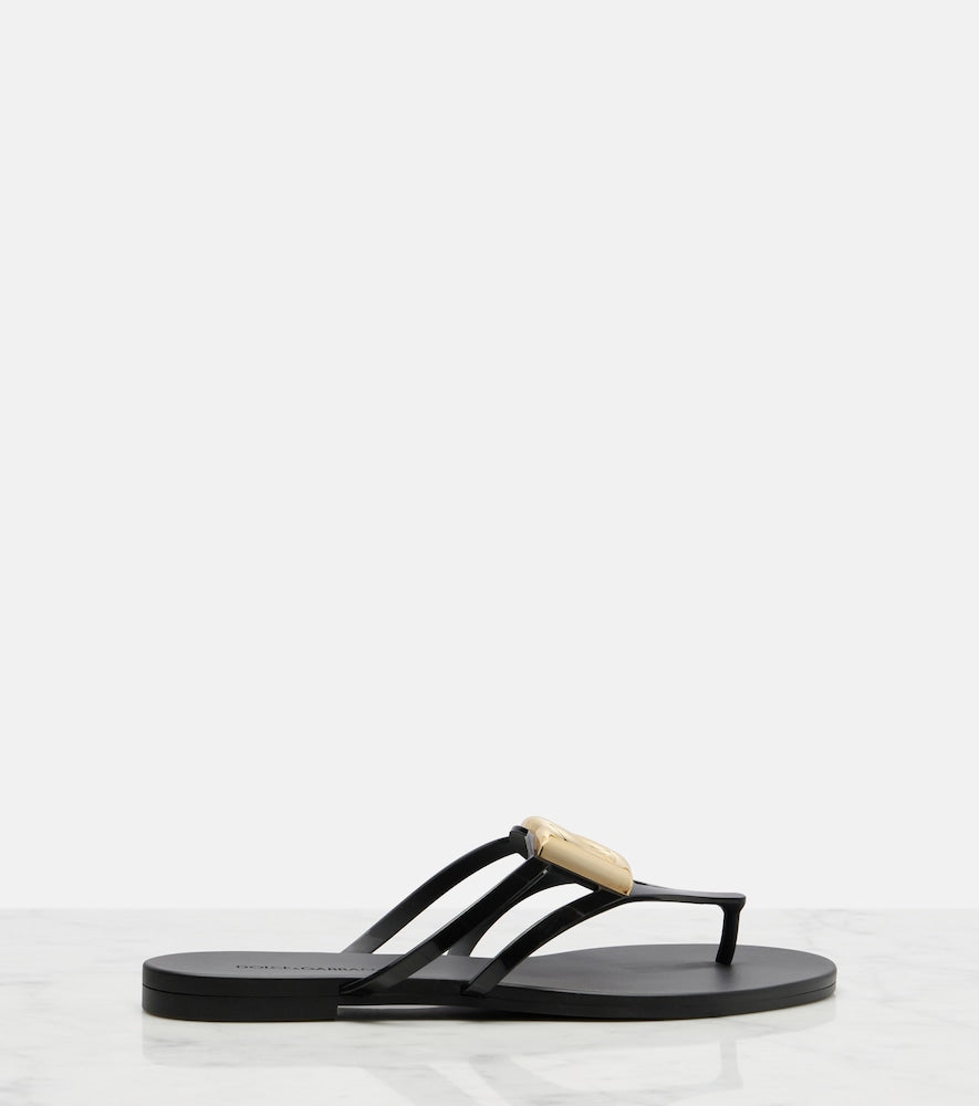 Dolce&Gabbana DG thong sandals in Black - Flat Sandals