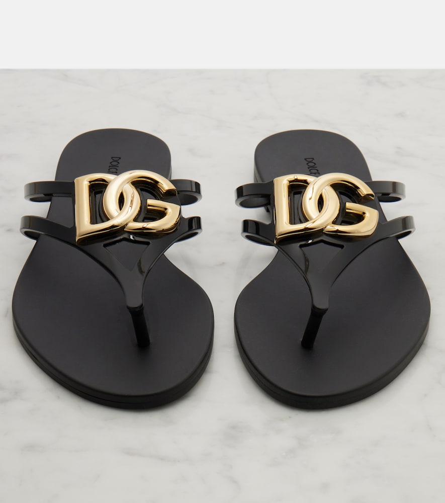 Dolce&Gabbana DG thong sandals in Black - Flat Sandals