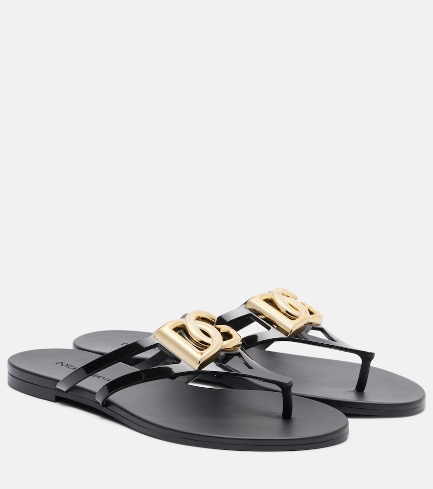 Dolce&Gabbana DG thong sandals in Black - Flat Sandals