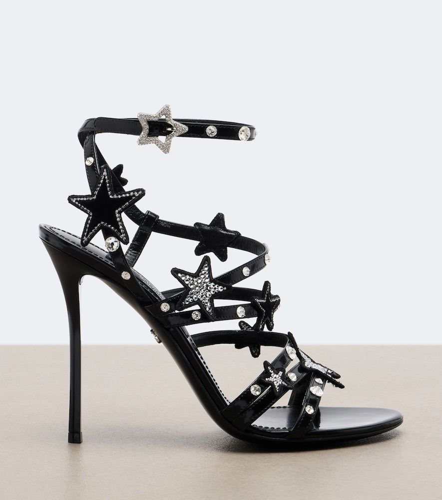 Dolce&Gabbana Embellished patent leather sandals - Black High-Heel Sandals
