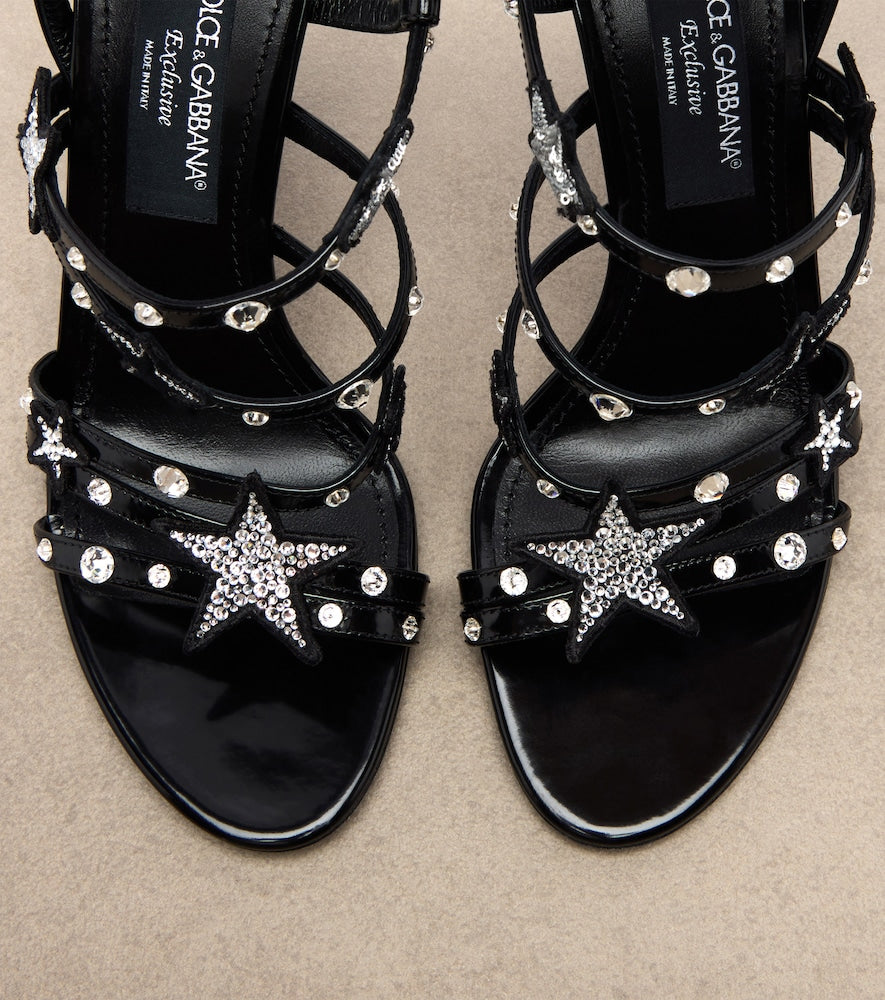 Dolce&Gabbana Embellished patent leather sandals - Black High-Heel Sandals