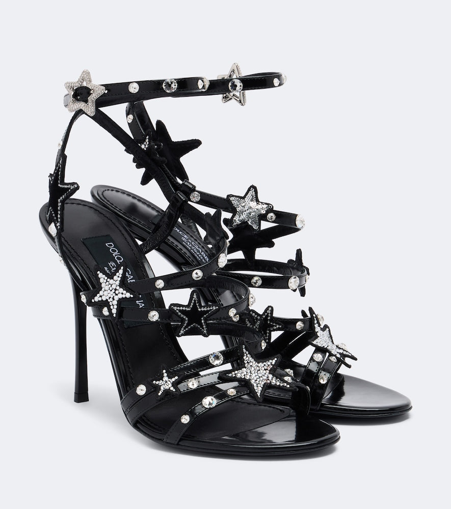 Dolce&Gabbana Embellished patent leather sandals - Black High-Heel Sandals