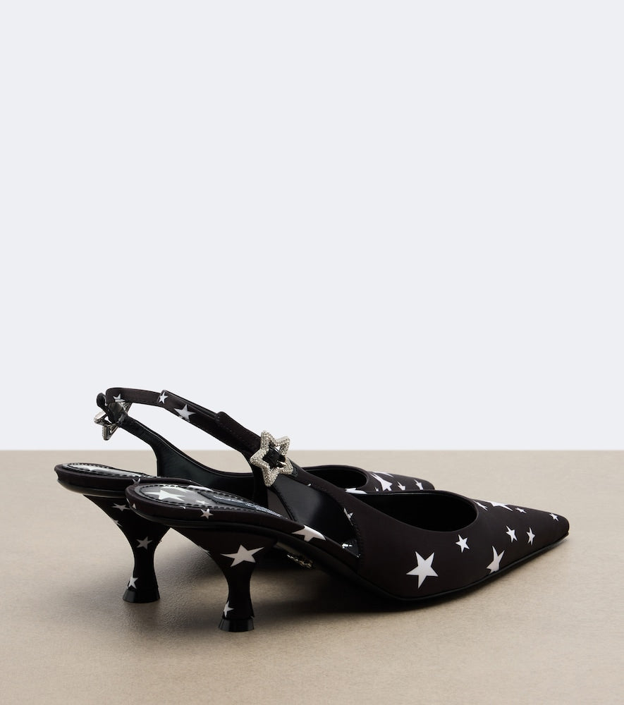 Dolce&Gabbana Embellished printed satin slingback pumps - Black Mid Heel Pumps