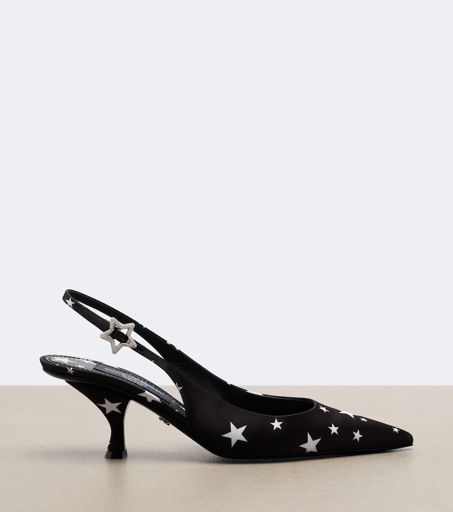 Dolce&Gabbana Embellished printed satin slingback pumps - Black Mid Heel Pumps