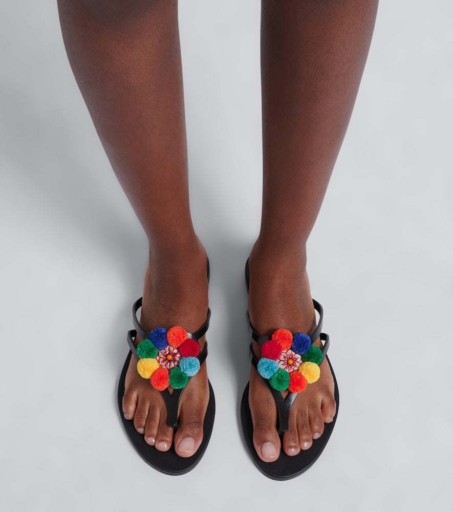 Dolce&Gabbana Embellished thong sandals in Black - Flat Sandals