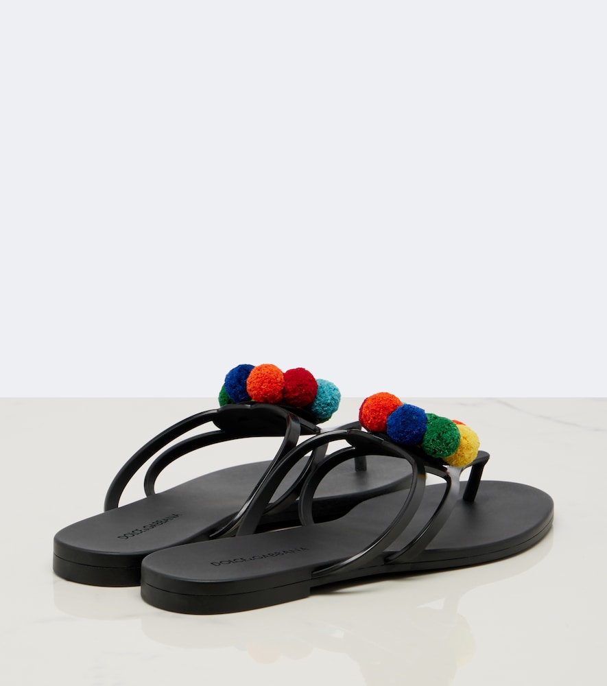 Dolce&Gabbana Embellished thong sandals in Black - Flat Sandals