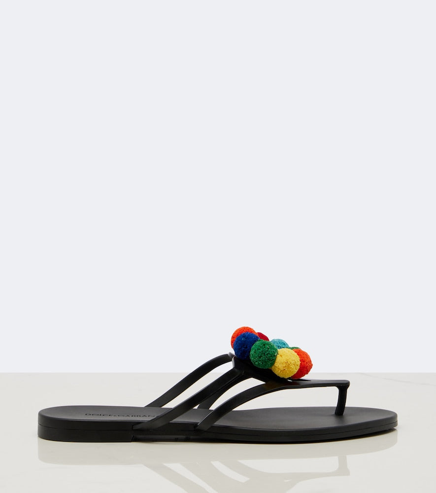 Dolce&Gabbana Embellished thong sandals in Black - Flat Sandals