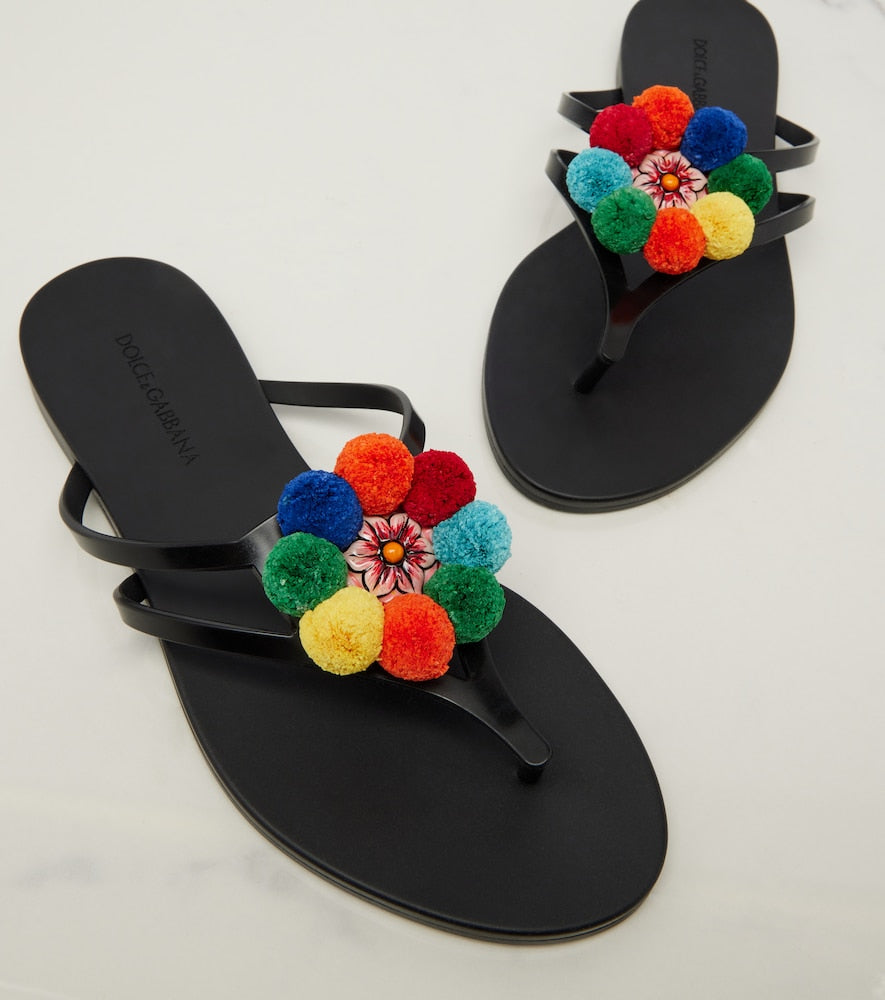Dolce&Gabbana Embellished thong sandals in Black - Flat Sandals