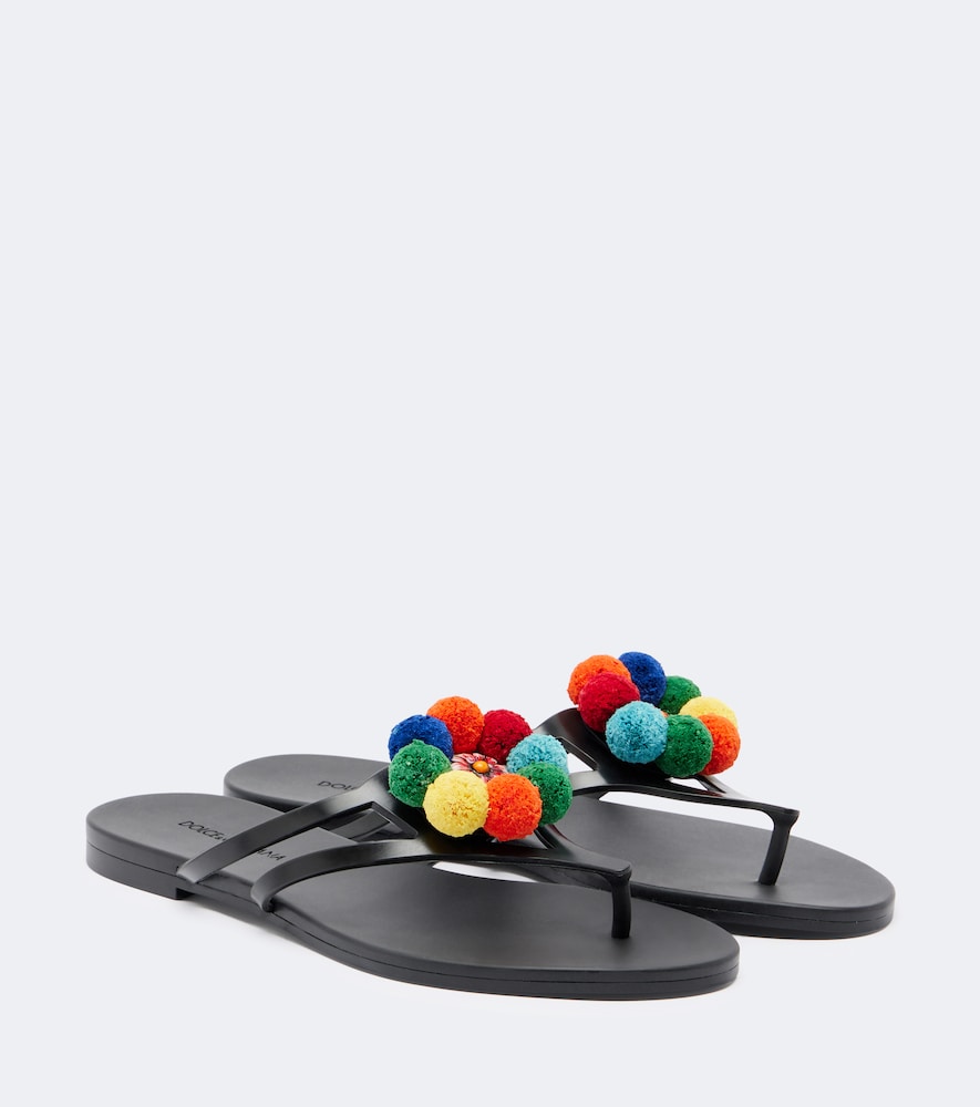 Dolce&Gabbana Embellished thong sandals in Black - Flat Sandals