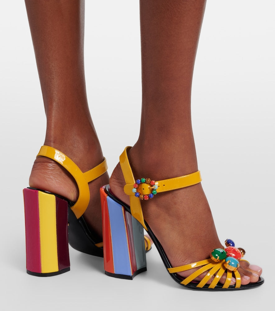Multicoloured Dolce&Gabbana Keira embellished leather sandals - High-Heel Sandals