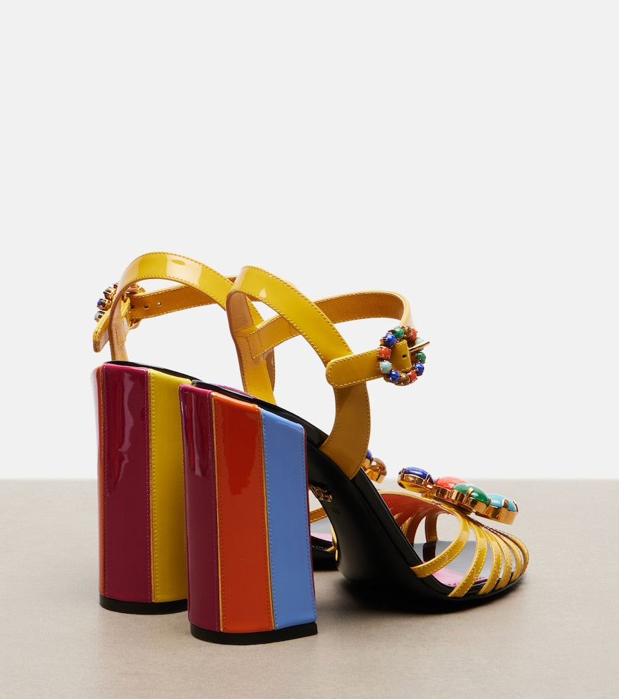 Multicoloured Dolce&Gabbana Keira embellished leather sandals - High-Heel Sandals